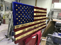 Pledge wood metal flag